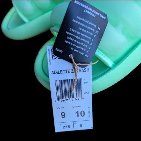 Adidas Adilette Pool Slides Green Glow Slip On Inner Tube Tubing Flip Flops NWT - Picture 5 of 11
